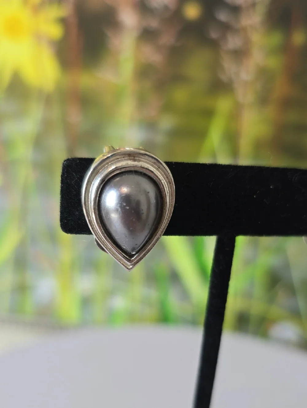 Christian Dior Authentic 925 Sterling Silver Teardrop Clip-On Earrings Vintage - Picture 4 of 13